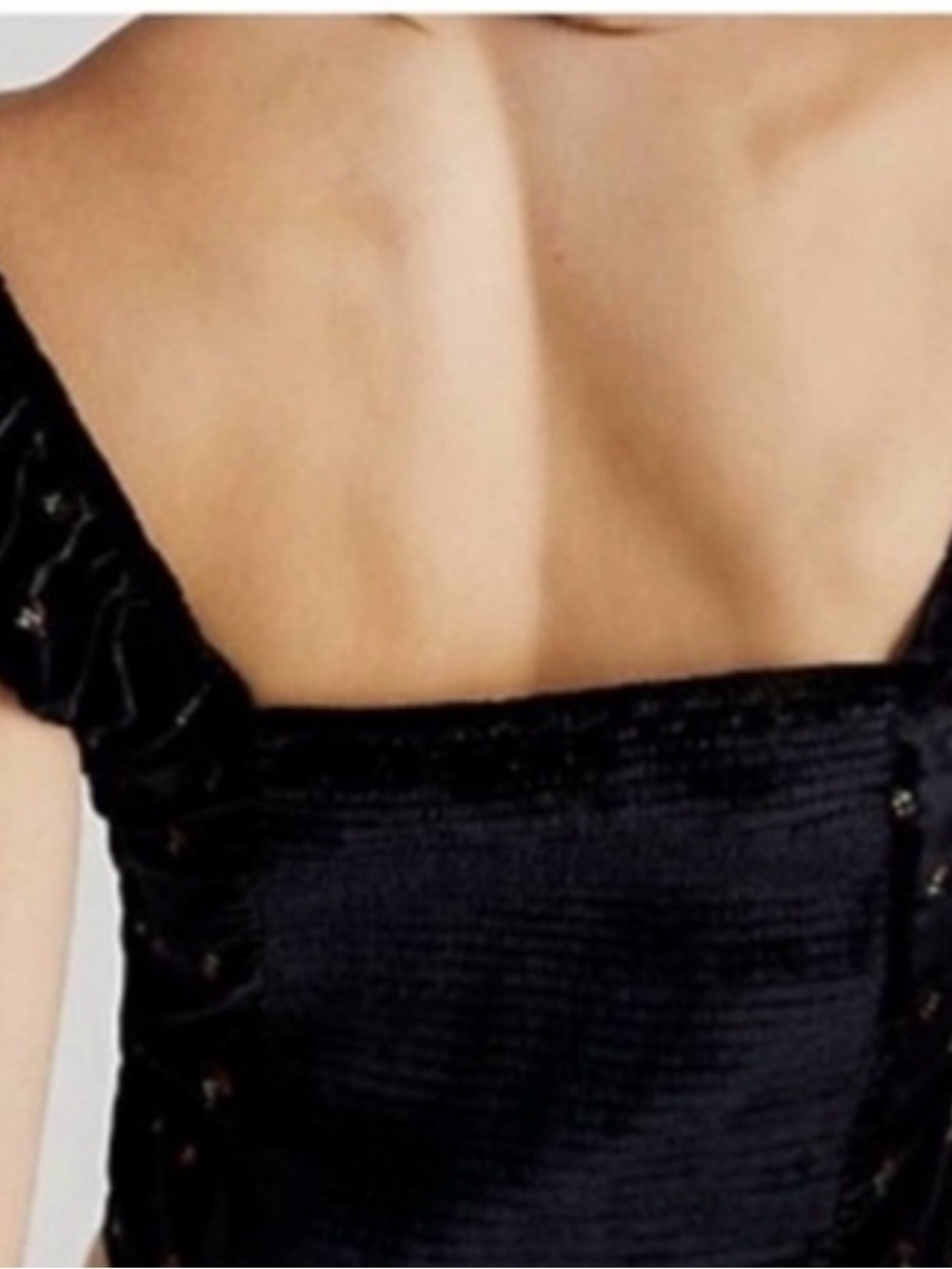 Free People Black Velvet Tank with Red & Green Floral Embroidery XS - Picture 8 of 8